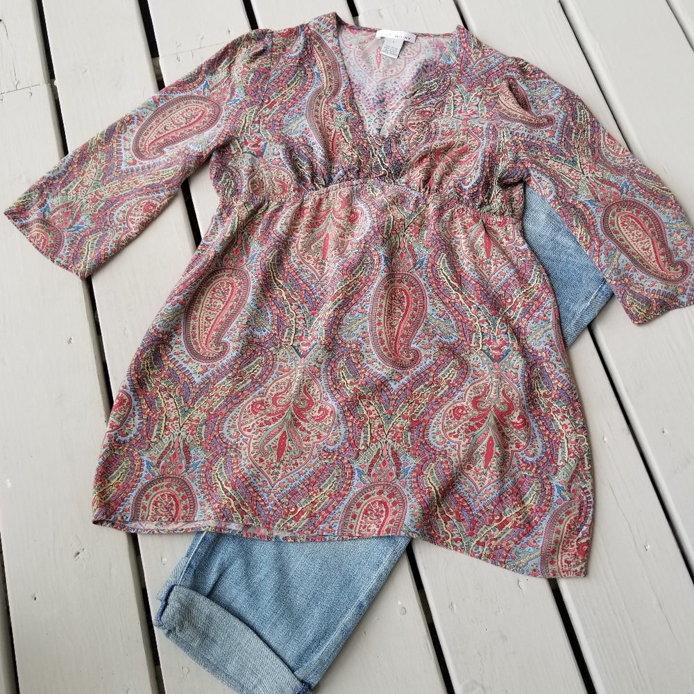 Lg Paisley Babydoll top by WD.NY